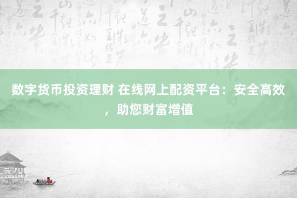 数字货币投资理财 在线网上配资平台：安全高效，助您财富增值