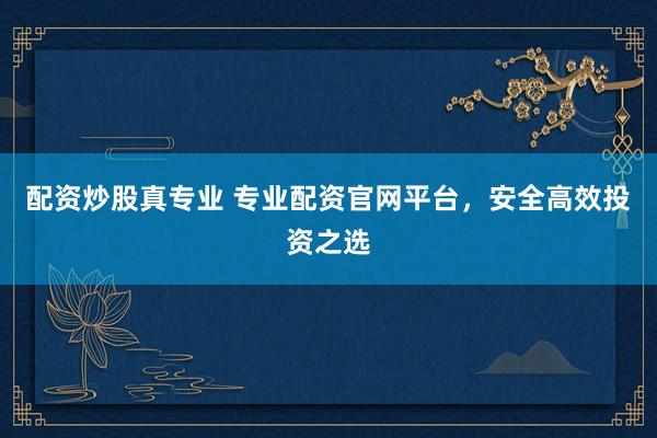 配资炒股真专业 专业配资官网平台，安全高效投资之选