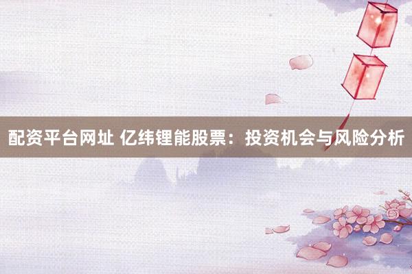 配资平台网址 亿纬锂能股票：投资机会与风险分析