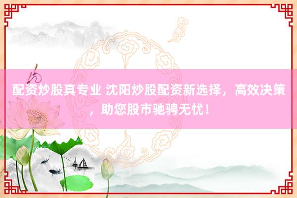 配资炒股真专业 沈阳炒股配资新选择，高效决策，助您股市驰骋无忧！