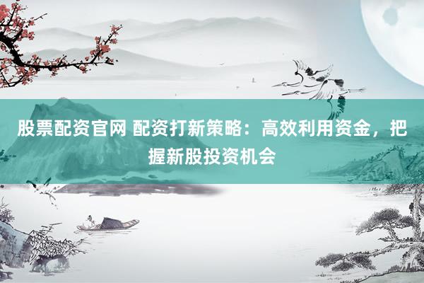 股票配资官网 配资打新策略：高效利用资金，把握新股投资机会