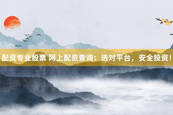 配资专业股票 网上配资查询：选对平台，安全投资！