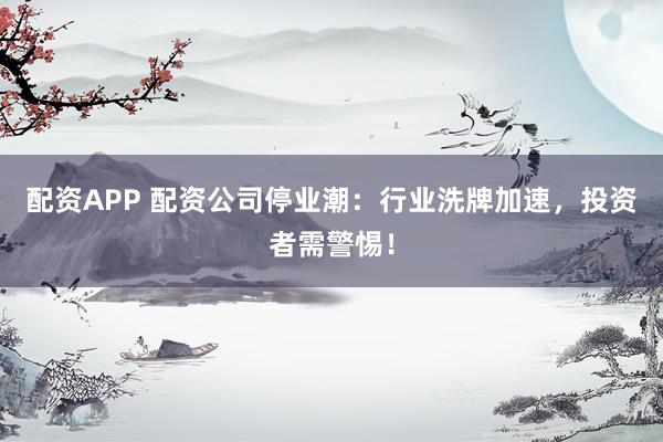 配资APP 配资公司停业潮：行业洗牌加速，投资者需警惕！