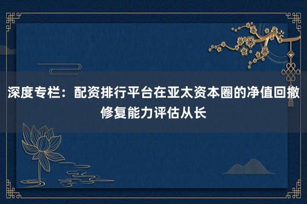 深度专栏:配资排行平台在亚太资本圈的净值回撤修复能力评估从长