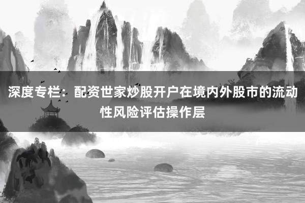 深度专栏：配资世家炒股开户在境内外股市的流动性风险评估操作层
