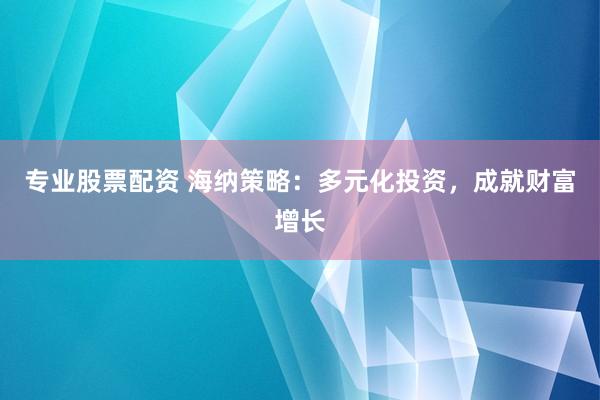 专业股票配资 海纳策略：多元化投资，成就财富增长