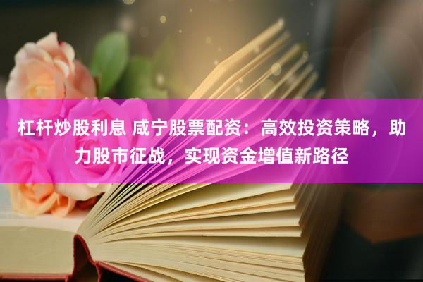 杠杆炒股利息 咸宁股票配资：高效投资策略，助力股市征战，实现资金增值新路径