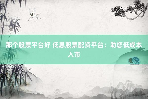 那个股票平台好 低息股票配资平台：助您低成本入市