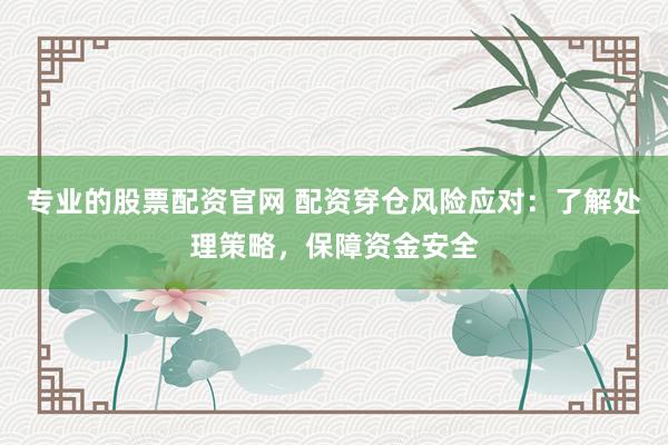 专业的股票配资官网 配资穿仓风险应对：了解处理策略，保障资金安全