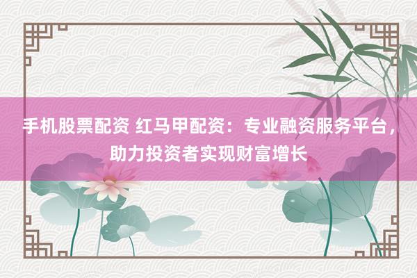 手机股票配资 红马甲配资：专业融资服务平台，助力投资者实现财富增长