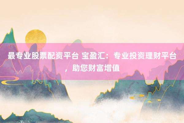 最专业股票配资平台 宝盈汇：专业投资理财平台，助您财富增值