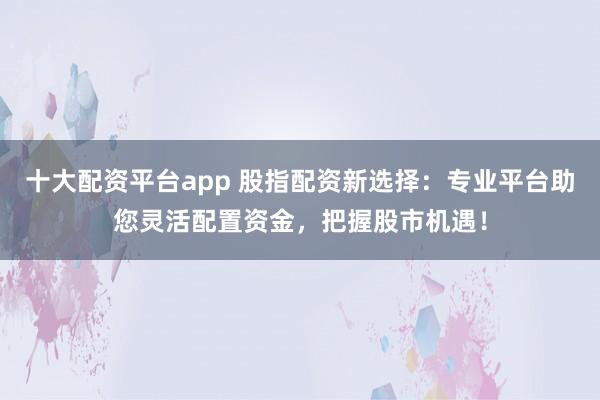十大配资平台app 股指配资新选择：专业平台助您灵活配置资金，把握股市机遇！